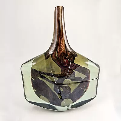 Michael Harris For Mdina Fish Axed Head Art Glass Vase Earth Tones Signed • $779.99