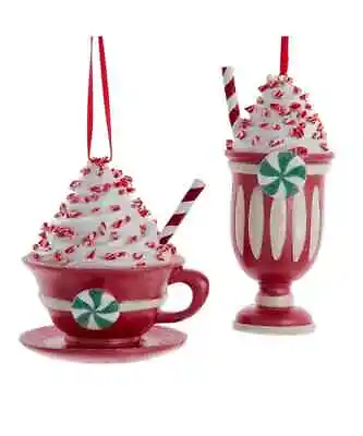 Set Of 2 Peppermint Sweet Treat HOT COCOA Christmas Ornaments By Kurt Adler • $18.99