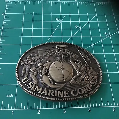 Vintage U.S. Marine Corps Award Designs Medals Inc. Solid Brass Belt Buckle • $20.99