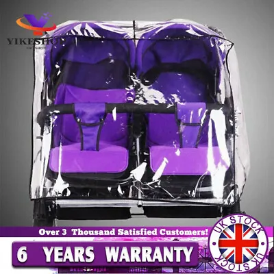 Double Buggy Rain Cover Universal Baby Pushchair Stroller Pram Cover For Travel • £11.94