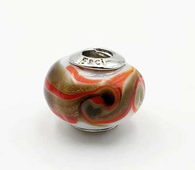 £8.75 • Buy Amore & Baci Italy Bead Charm Murano Glass Bead Gold Red White 