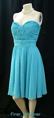 Mori Lee 194 Knee Length Gown Chiffon Bridesmaid Dress Sweetheart Strapless 16 L • $59.95