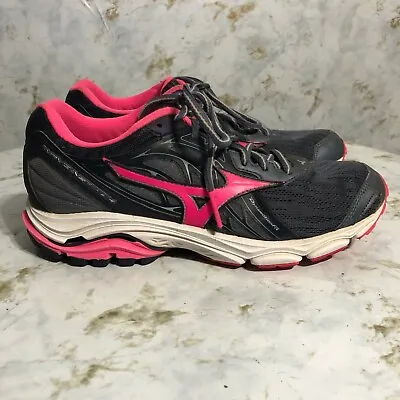 Mizuno Wave Inspire 14 Womens Sz 8.5 Running Shoes Gray Pink Athletic Sneakers • $10