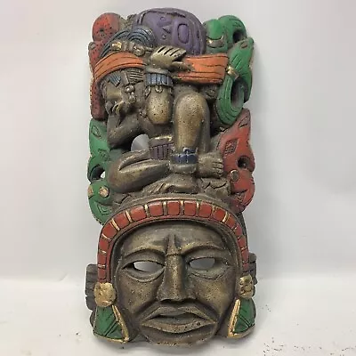 Vintage Mayan Aztec Mask Decor Folk Art Mexico Scary Snake In Headdress • $25.99