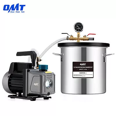 3 Gal Vacuum Chamber Kit With 1/4 Hp 3.5 Cfm Vacuum Pump 5 Ft Hose Degassing Kit • $112.21