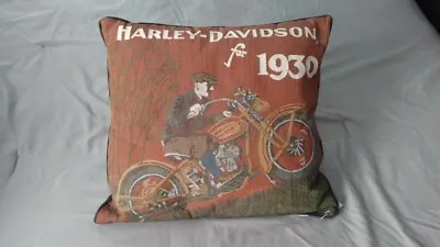 Harley Davidson Pillow Vintage Tapestry 1930 Motorcycle Retro Art Deco Decor 16  • $30