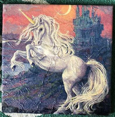 £4.95 • Buy 1 X Handcrafted Unicorn 15x15cm Upcycle Ceramic Tile Coaster Decoupage
