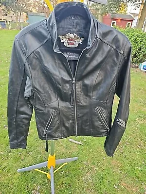Vintage Women’s Harley Davidson Leather Zip Up Jacket Ladies Size Large Black  • $76