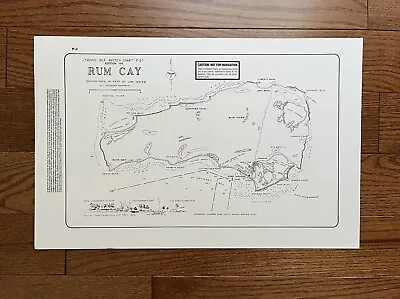 Vintage Bahamas Nautical Sketch Chart Map - Rum Cay - 11x17 • $17