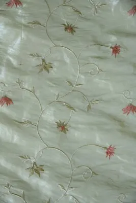 Pair Vintage Silk Taffeta Floral Curtains Each 207cm Drop X 184cm • £345