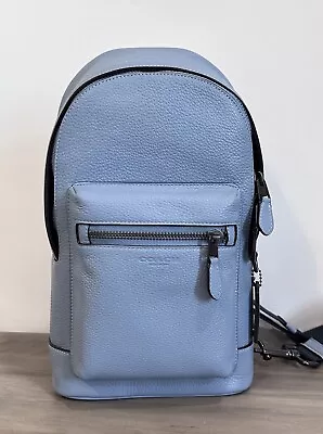 COACH 2540 West Pack Sling Bag Backpack Refined Pebble Leather Cornflower Blue • $168