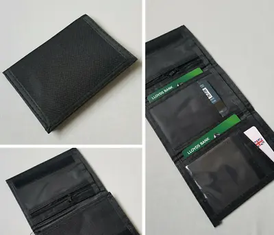 £4.39 • Buy Mens Best Black Wallet Canvas Coin Card Holder Zip ID Window Boys Christmas Gift