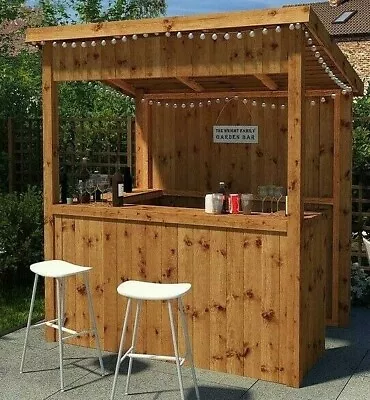 GARDEN BAR OUTDOOR PUB TIKI 6x4 PATIO PARTY BUILDING PRESSURE TREATED 6ft 4ft • £359.94