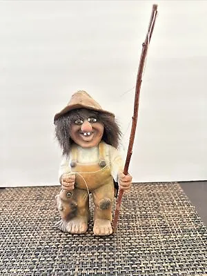 Vintage 1996 Nyform Troll Old Man With Fishing Pole Stick Norway With Tag • $49.99
