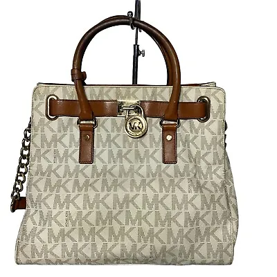 Michael Kors Signature Hamilton Large Satchel Bag With Gold Chain And Lock&Key • $60