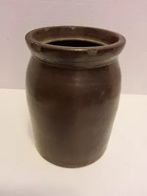 Beautiful Brown Glazed ANTIQUE Stone Crock..7  In Height And 5  Wide! Beautiful! • $25