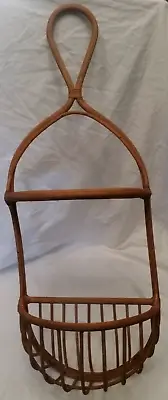 Vintage Bamboo Wicker Rattan Arched Wall Hanging Shelf Basket • $39.44