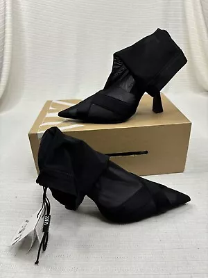 Zara Black Mesh Boots Pointed Toe Womens Size 8 • $39.99