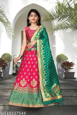 $36.45 • Buy BANARASI LEHENGA COLLECTION Chanderi Silk Printed For Party Wear 