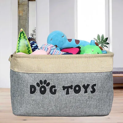 Folding Pet Toy Storage Basket Carrier Bin Box Accessory Dog Toys With Handle • £12.47