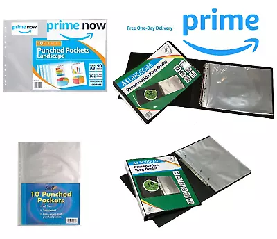 A3 Landscape & Portrait Punched Pockets Poly Plastic  Clear File Document Wallet • £64.99