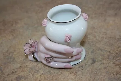 Ucagco Japan Vtg Porcelain Hand Holding Vase 1950's- Unique & Beautiful! • $21.90