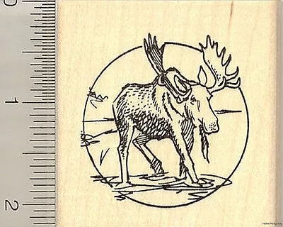 Moose Circle Rubber Stamp H10908 WM • $18