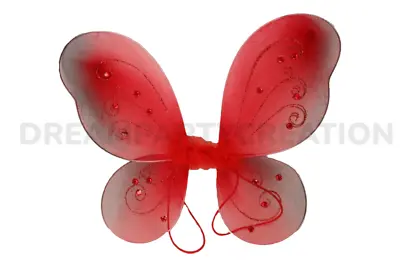 RED Butterfly Fairy Organza WINGS Glitter & Gemstones Choose Size • $5.36