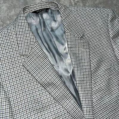 Jos A Bank Signature 44L Houndstooth Plaid Button Sport Coat Blazer Jacket • $54