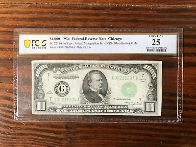 $1000 1934 FRN Chicago Federal  FR 2211-Gm PCGS 25 • $3750