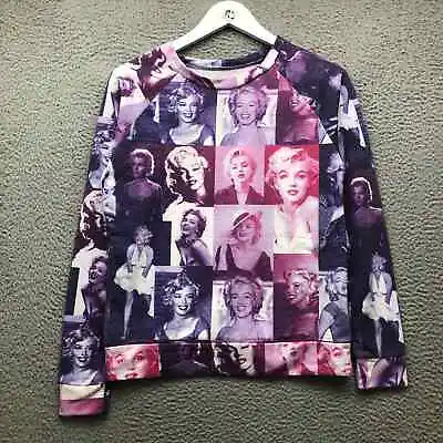 Marilyn Monroe Sweatshirt Women's S Long Sleeve All Over Graphic TV Pink Purple • $19.99