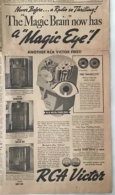 1935 Newspaper Ad For RCA Radios -  Magic Brain Now Has Magic Eye! • $5.95