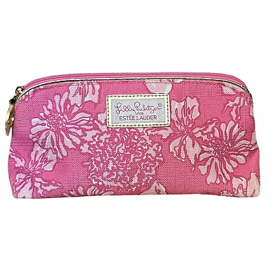 LILLY PULITZER Pink Floral Canvas Make-up Bag Pouch • $9.92