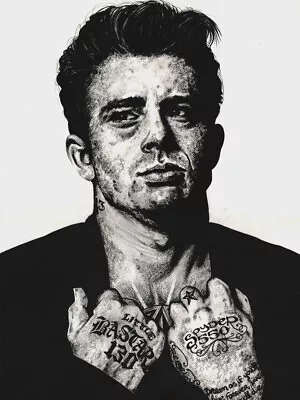 James Dean Tattoo Inked Ikons Wayne Maguire Framed Wall Art Print 9X7 In • £17.99