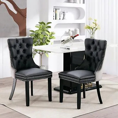 2/4/6/8 Leather Dining Chair Set Kitchen High Back Upholstered Room W/ Wood Leg • $141.99