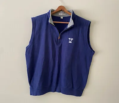 Peter Millar Golf Vest Mens Large Yale University Bulldogs 1/4 Zip Pullover Blue • $28.98