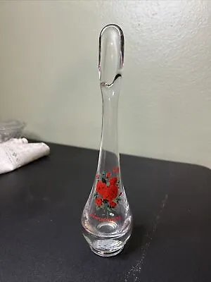 Viking Glass 40th Anniversary Swung Vase 10” Roses GLOWS! • $45