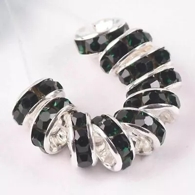 Rondelle Metal Beads Rhinestone Crystal Glass Loose Jewelry Findings 4mm To 12mm • $11.53