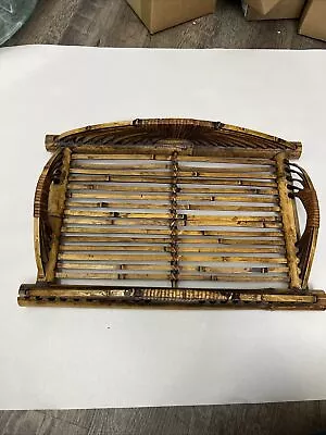 Wicker Boho 70s Breakfast Bed Tray Wicker Raffia Bamboo With Handles • $49.99