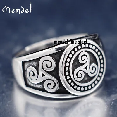 MENDEL Mens Celtic Irish Triskele Knot Symbol Ring Size 7 8 9 10 11 12 13 14 15 • $10.99