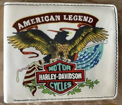 New Harley Davidson Motorcycles American Legend Bifold Wallet White Vinyl • $15