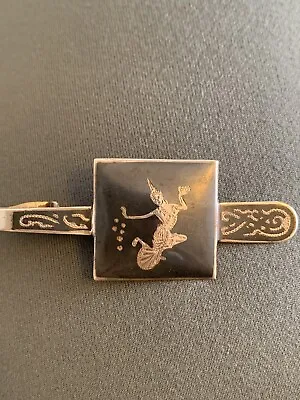 Siam Dancer Sterling Silver Damascene Vintage Tie Clip Bar Tack Goddess #534 • $17