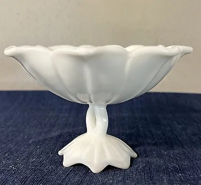 Vintage Westmoreland Pedestal Compote Milk Glass Shell Candy Dish • $17