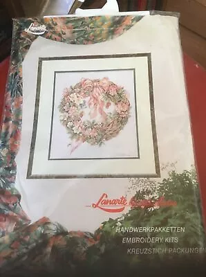 Vintage  Lanarte Lifestyle Collection Cross Stitch Kit Wreath With Flowers  • $26