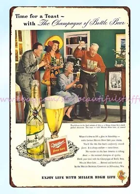 Art Prints 1949 Alcohol Professor Football Miller High Life Beer Metal Tin Sign • $18.89