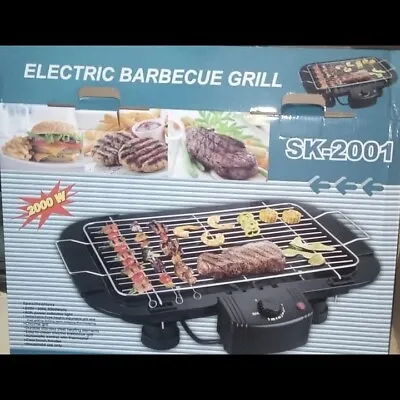 Indoor BBQ Portable Grill Barbecue Non Stick Electric Table Top Grill SK-2001 • £19.99
