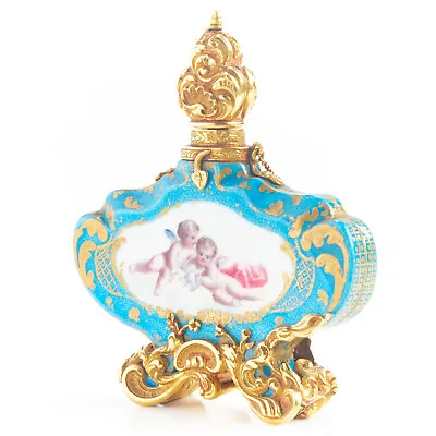 18th Century Sevres Or Vincennes Bleu Céleste Porcelain Scent Bottle 18k Gold • $4500