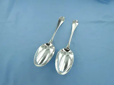 An Antique Pair Of Sterling Silver Old English Soup Spoons London 1809. • £120