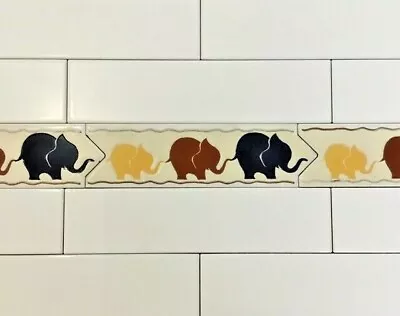 £1.20 • Buy Elephant Family Decorative Desiqn Ceramic Border Tiles 70x200mm Wall Tiles
