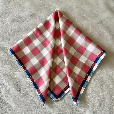 Epice Kobenhavn Paris Silk Square Scarf Pink Tan Blue Check 21.5” • $75